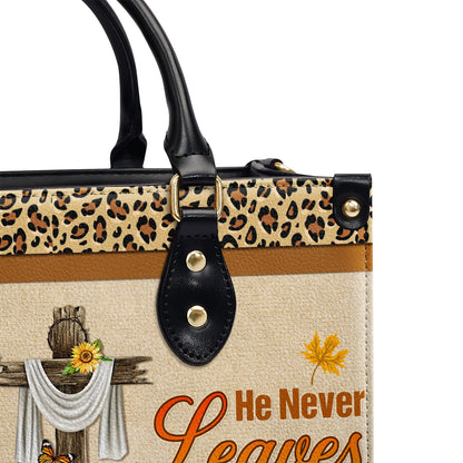 Fall For Jesus - Personalized Leather Handbag Christian Floral GMJSLB200082