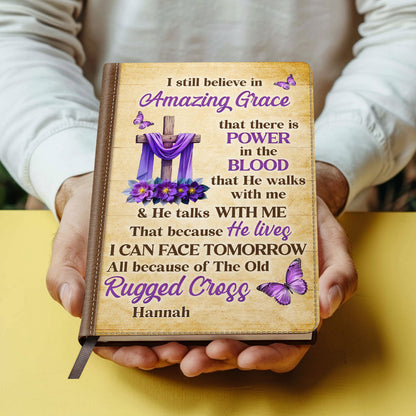 Faith Through The Cross - Personalized Leather Cover Notebook GMJSNB200072