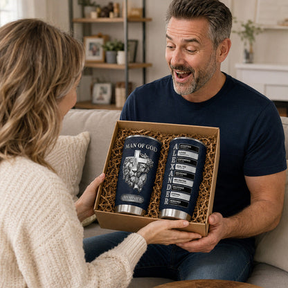 Faith-Inspired Stainless Steel Tumbler - Personalized Gift for Men