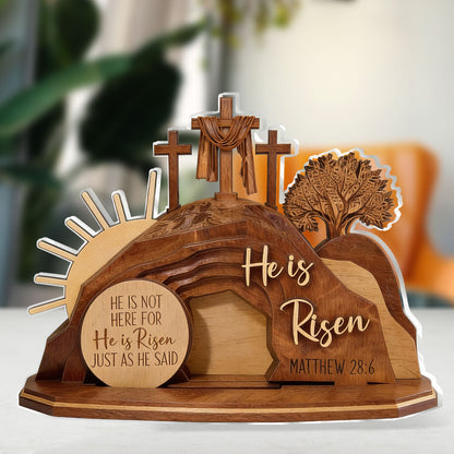 He Is Risen - Personalized Acrylic Plaque - Christian Easter Decor GAPJS10132