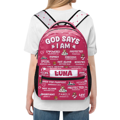 God Says I Am - Personalized Christian Backpack