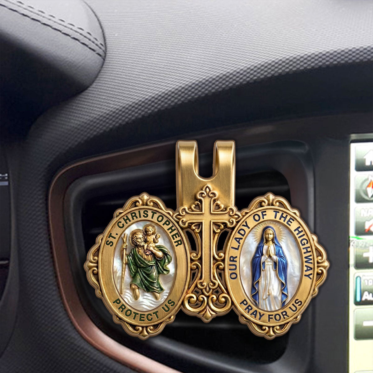 St. Christopher & Mary Protection - Car Visor Clip