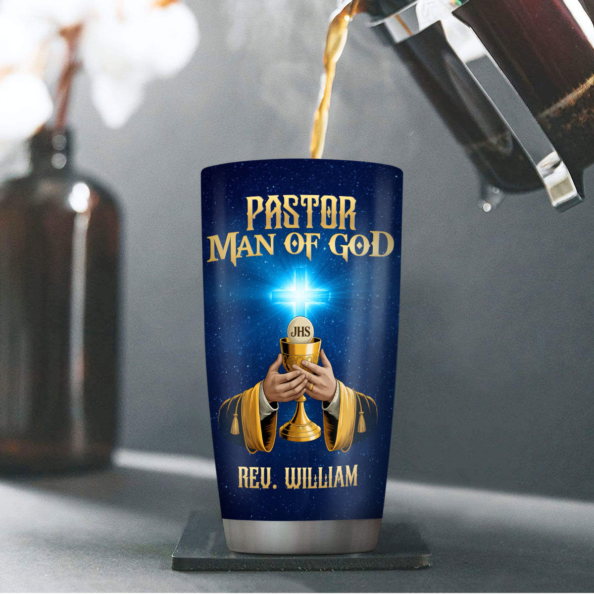 Faith-Inspired Gift for Pastor - Personalized Stainless Steel Tumbler