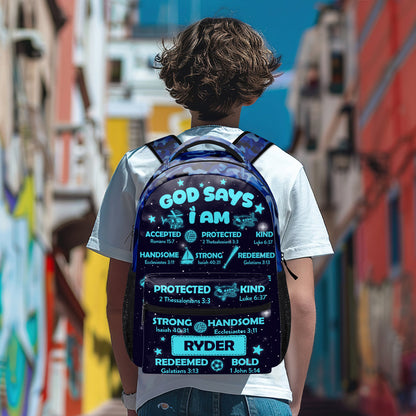 God Says I Am - Personalized Backpack for Kids