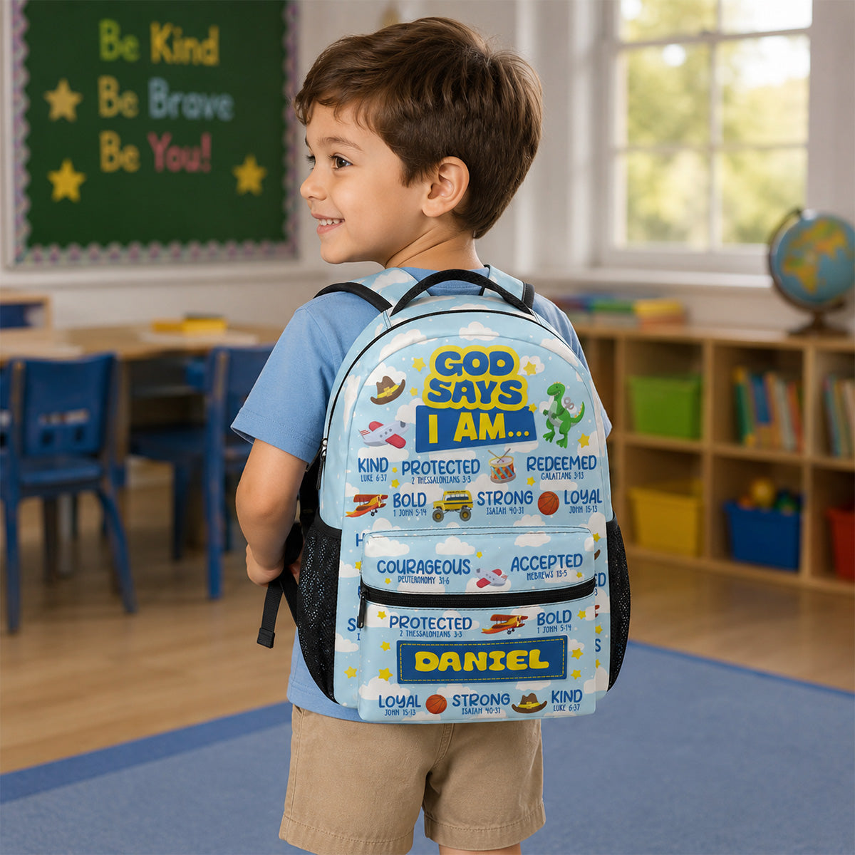 God Says I Am - Personalized Kids Backpack