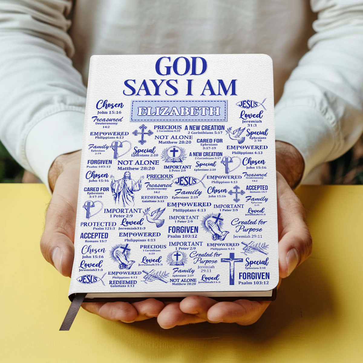 God Says I Am - Personalized Leather Cover Notebook GMJSNB200079