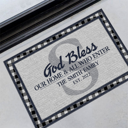 God Bless This Home - Personalized Doormat - Faithful Home Decor
