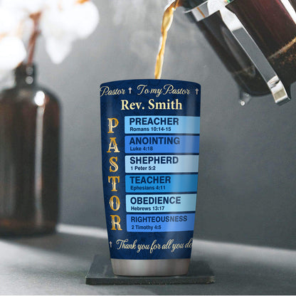 Inspirational Faith - Personalized Stainless Steel Tumbler for Pastor