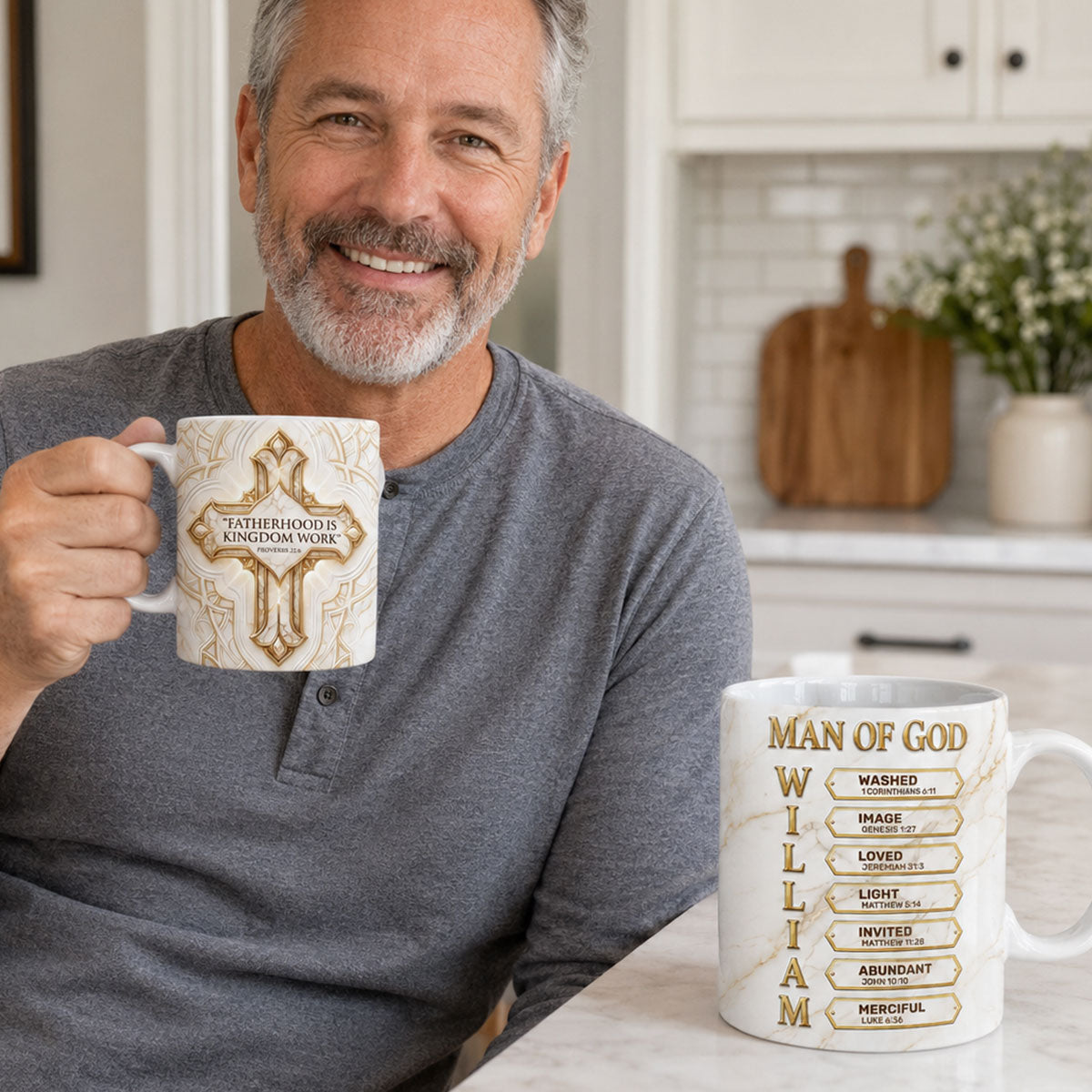 Fatherhood Is Kingdom Work - Personalized Ceramic Coffee Mug