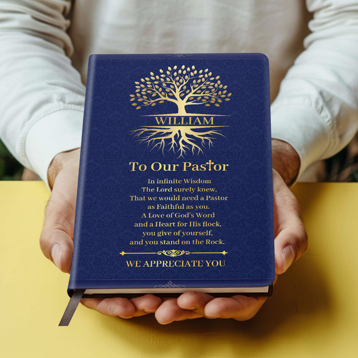 Faith-Inspired Gift for Pastor - Personalized Leather Notebook GMJSNB200085