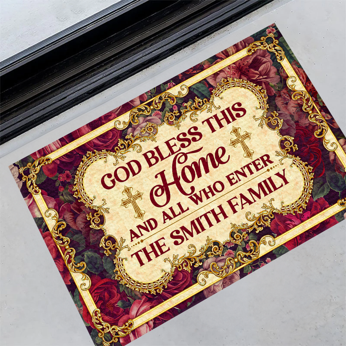 God Bless This Home - Personalized Doormat