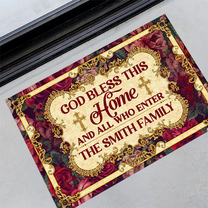 God Bless This Home - Personalized Doormat