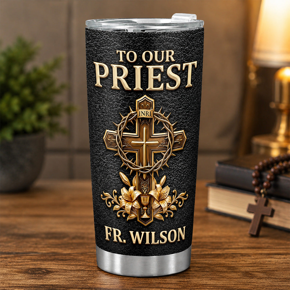 Faithful Shepherd - Personalized Stainless Steel Tumbler Gift for Priest
