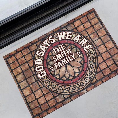 God Says We Are - Personalized Doormat - Christian Faith Home Decor