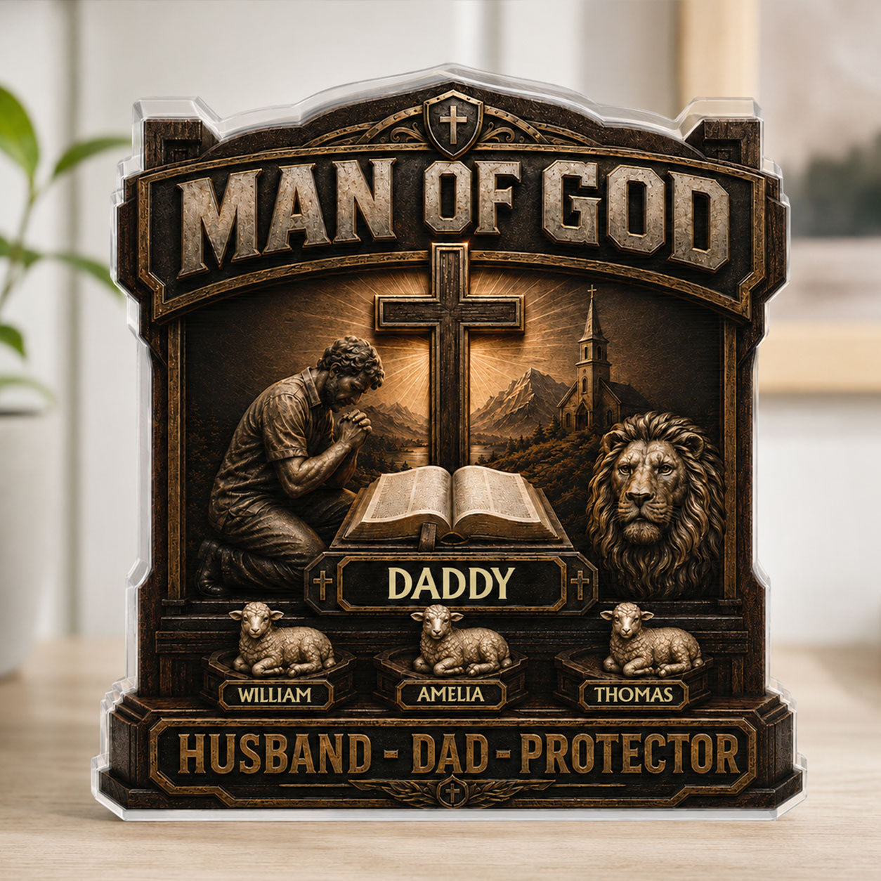 Man Of God - Personalized Acrylic Plaque - Christian Faith Home Decor GAPJS10041