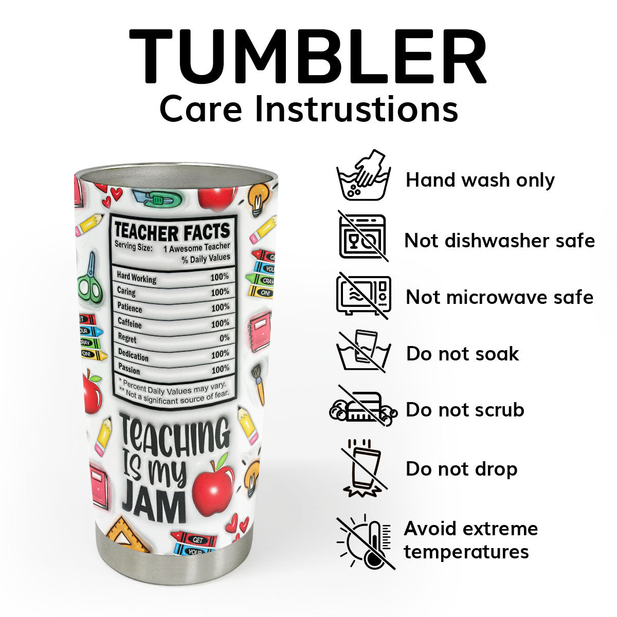 Teaching Is My Jam - Personalized Stainless Steel Tumbler