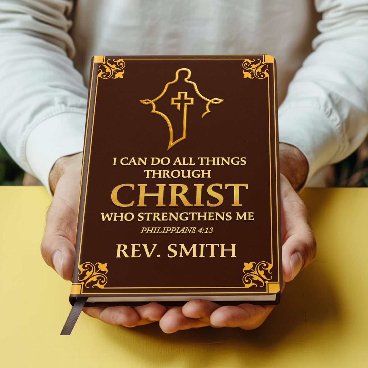 I Can Do All Things Through Christ - Personalized Leather Notebook GMJSNB200046