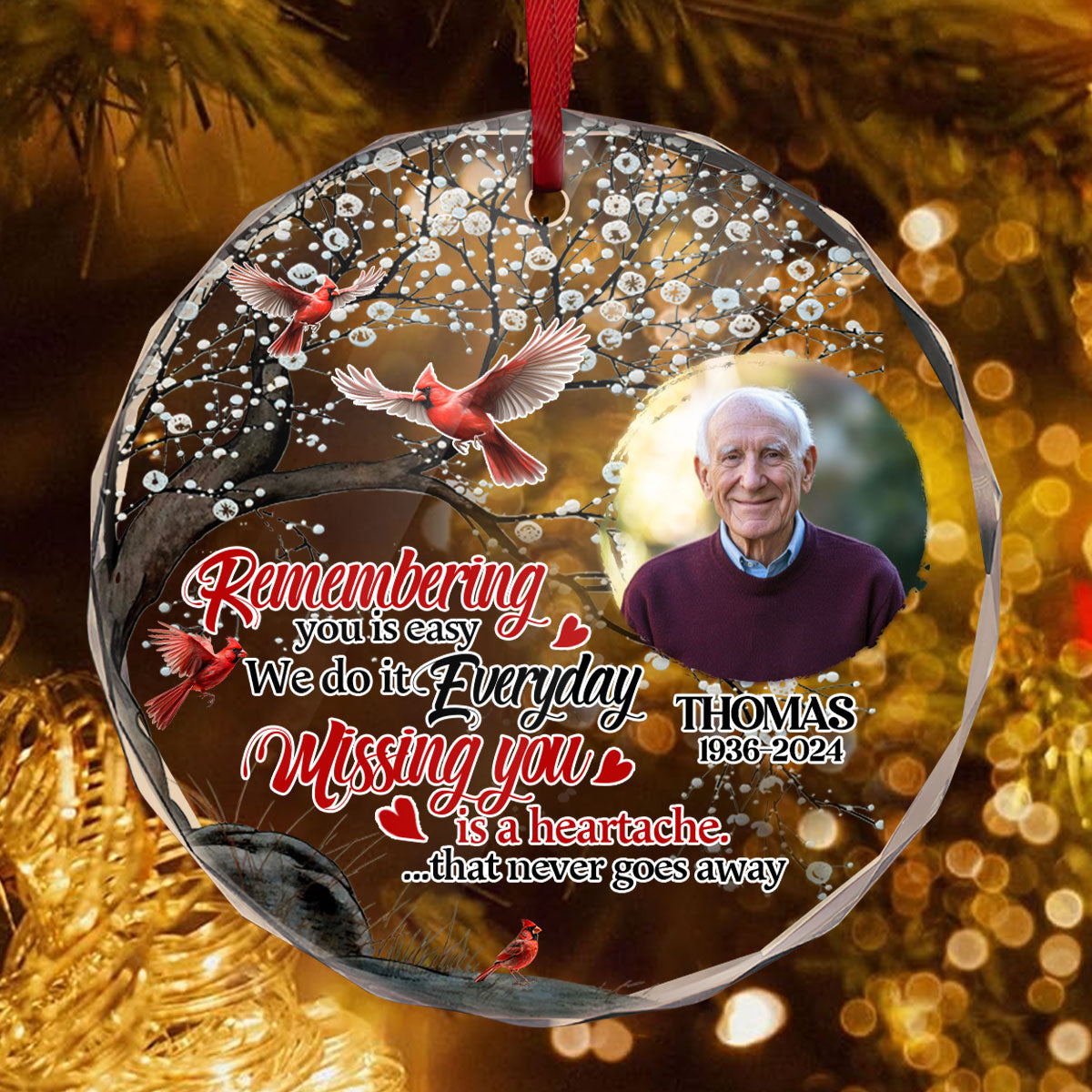 Missing You Is A Heartache - Personalized Glass Ornament GOJS10244