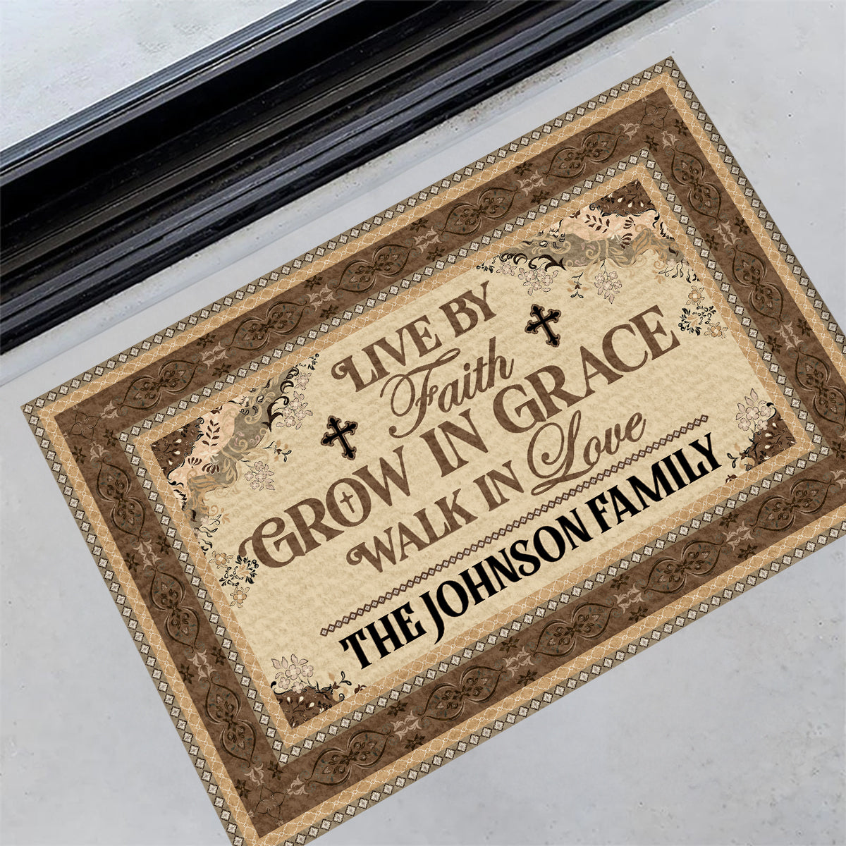 Live By Faith - Personalized Doormat - Christian Home Decor GDMJS10023