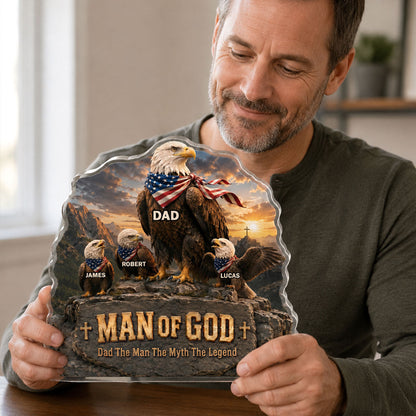 Man Of God Dad - Personalized Acrylic Plaque GAPJS10050