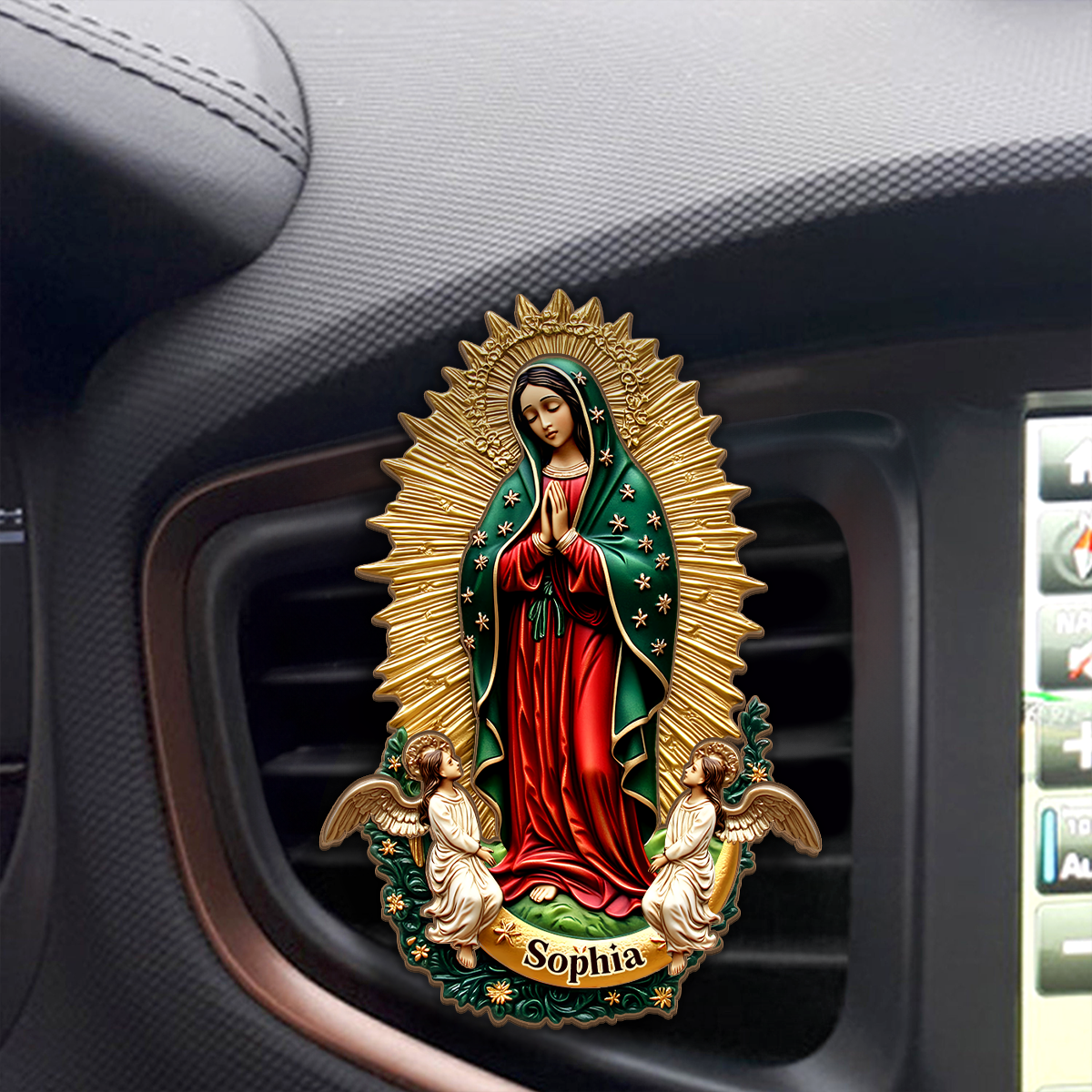 Our Lady Of Guadalupe - Personalized Car Visor Clip - Catholic Faith Accessory