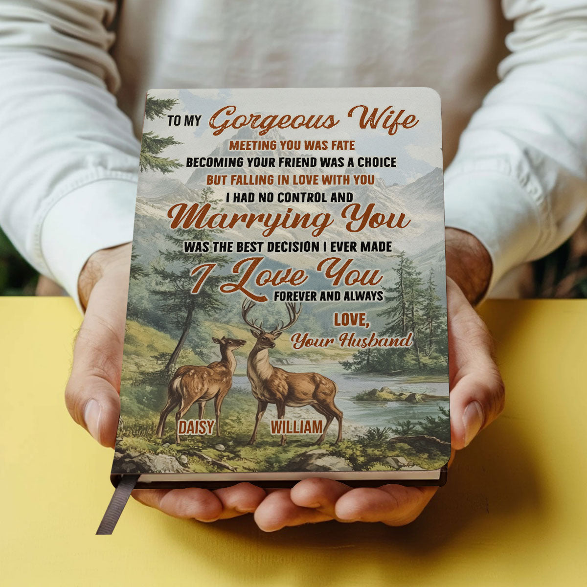 To My Gorgeous Wife - Personalized Leather Cover Notebook GMJSNB200123