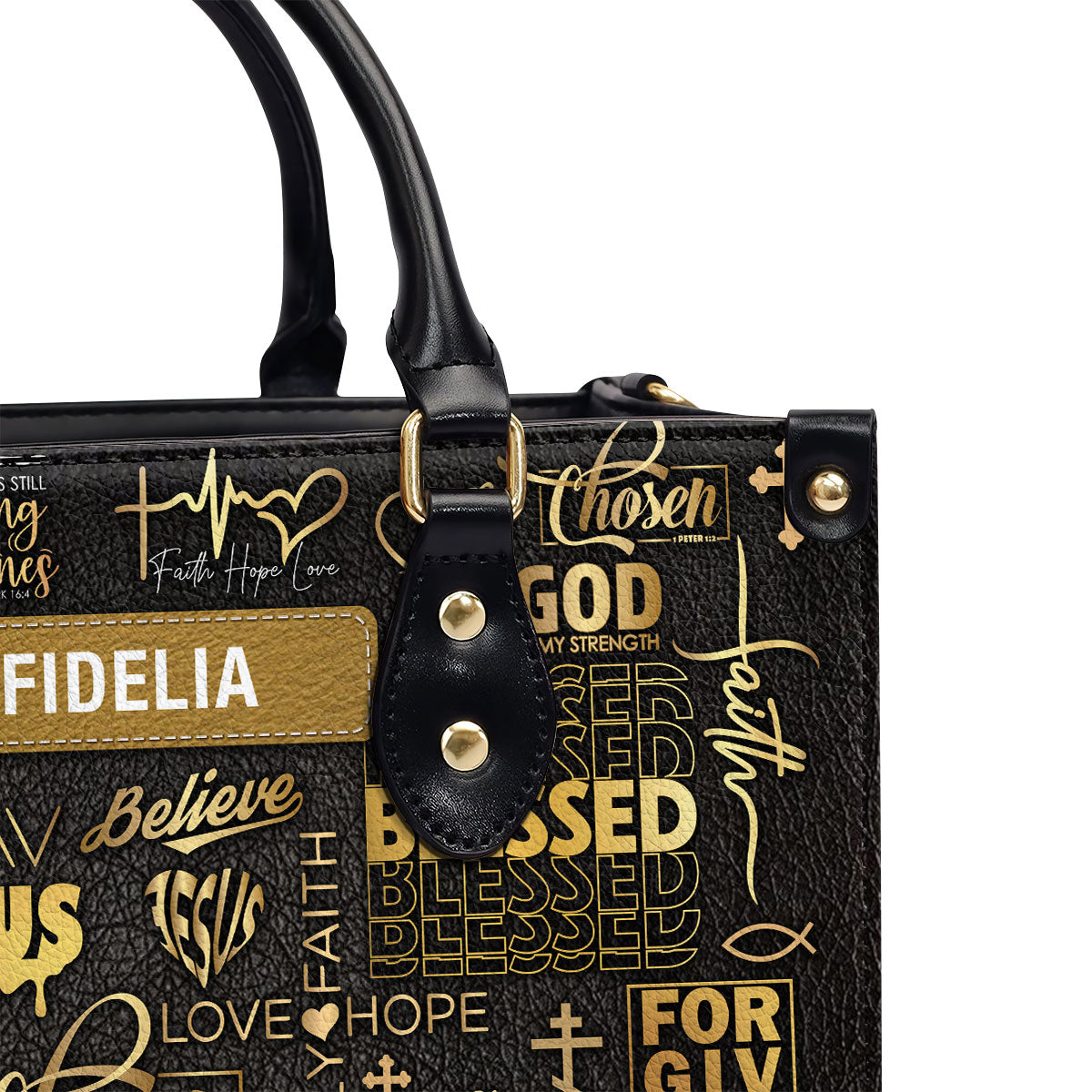 Faith Pray Jesus - Personalized Leather Handbag GMJSLB200086