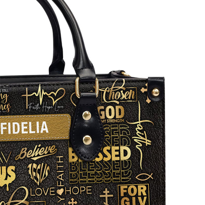 Faith Pray Jesus - Personalized Leather Handbag GMJSLB200086
