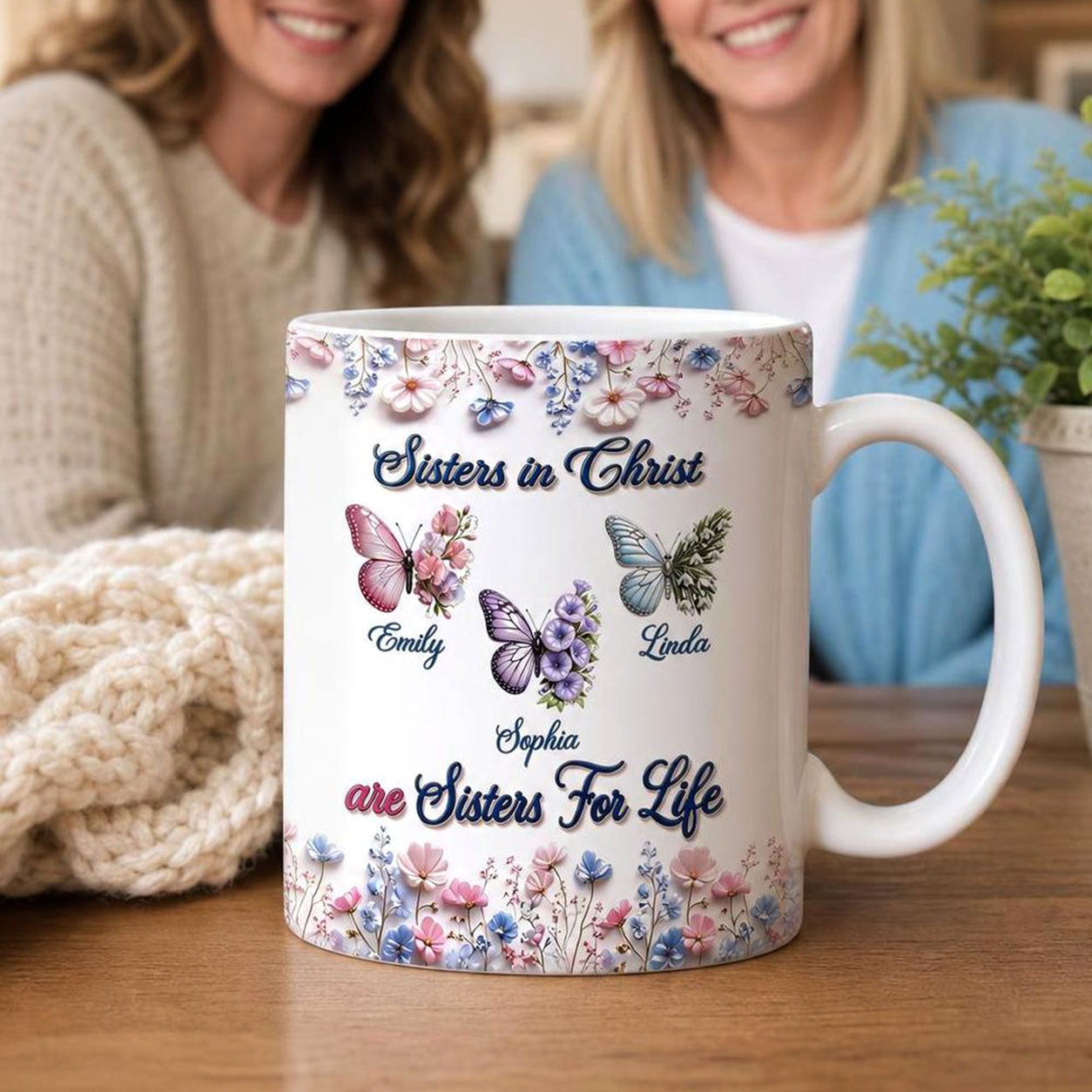 Sisters in Christ Are Sisters for Life - Personalized Ceramic Coffee Mug