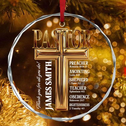 To My Pastor - Personalized Round Glass Ornament GOJS10078
