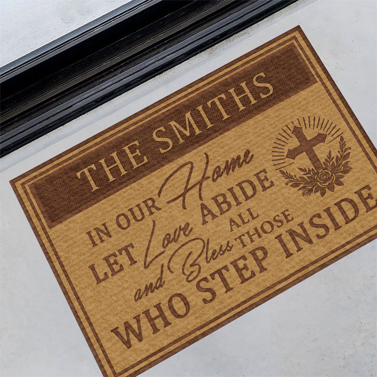 Bless All Who Enter - Personalized Doormat GDMJS10092
