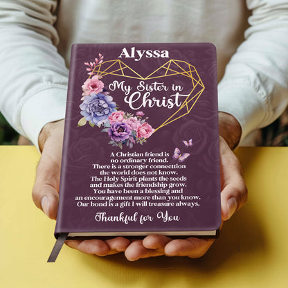 Thankful for My Sister in Christ - Personalized Leather Notebook GMJSNB200084
