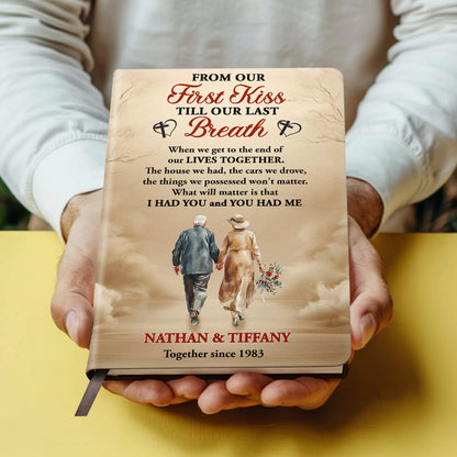 From First Kiss to Last Breath - Personalized Leather Notebook GMJSNB200083