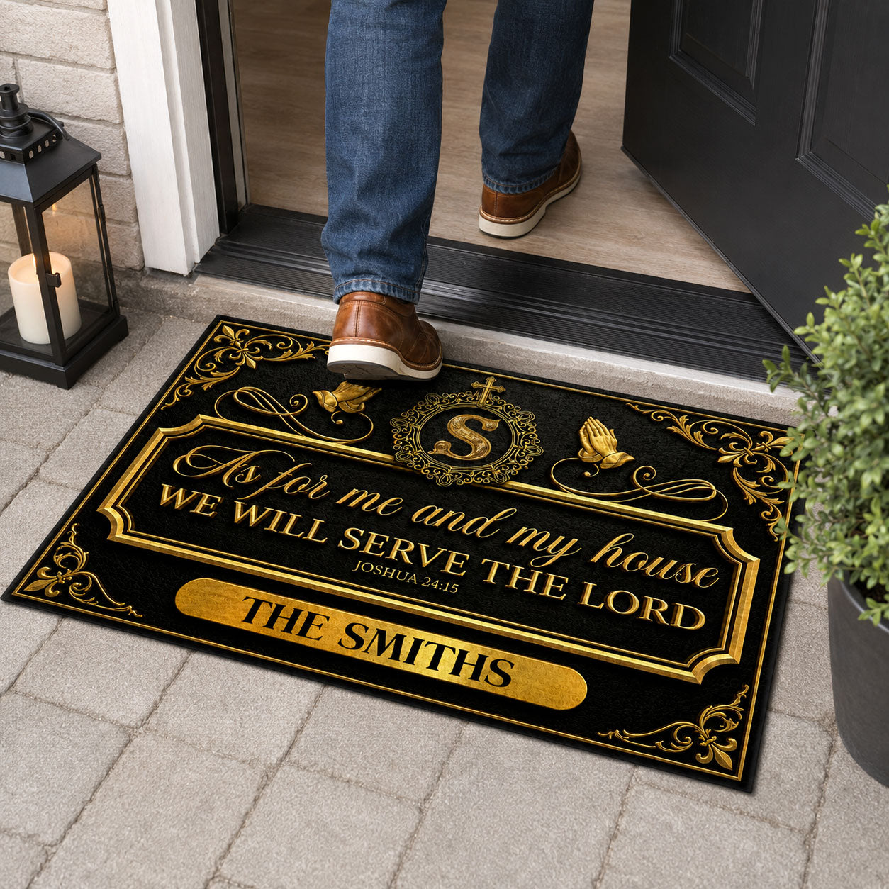 Faith Over Our Home - Personalized Doormat - Christian Home Decor GDMJS10001
