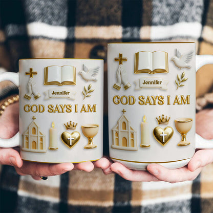 God Says I Am - Personalized Ceramic Coffee Mug