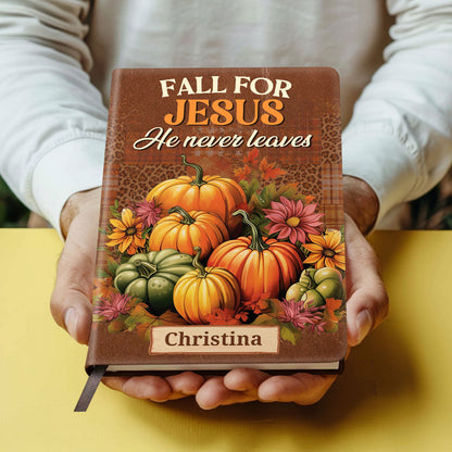 Fall For Jesus - Personalized Leather Cover Notebook GMJSNB200051