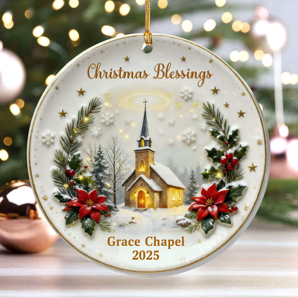 Christmas Blessings - Personalized Acrylic Ornament - Gift for Family GOJS10295