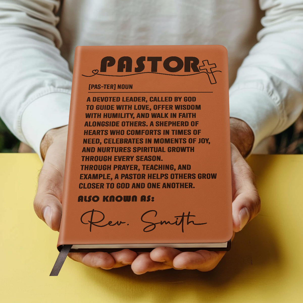 Faith-Inspired Personalized Leather Notebook - Gift for Pastor GMJSNB200060