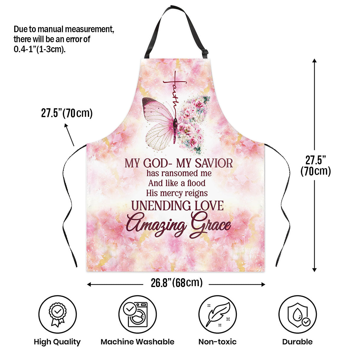 My God My Savior - Floral Apron with Faith Design - Gift for Christian Woman