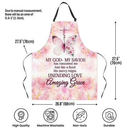 My God My Savior - Floral Apron with Faith Design - Gift for Christian Woman