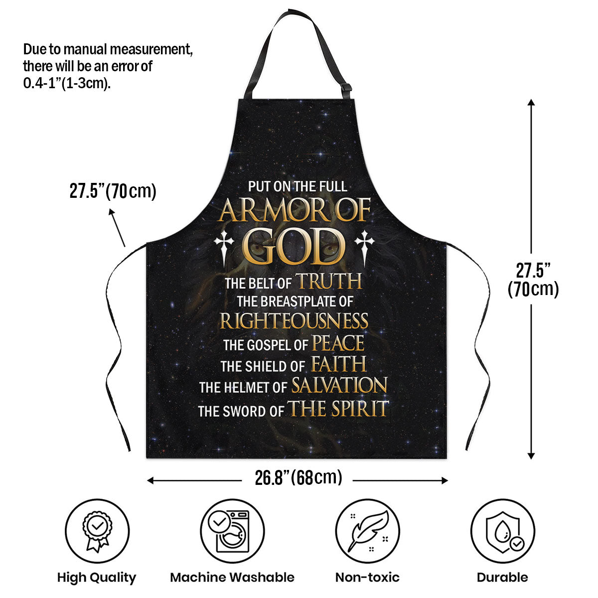 Faith Theme - Black Apron With Cross Design - Gift For Loved One