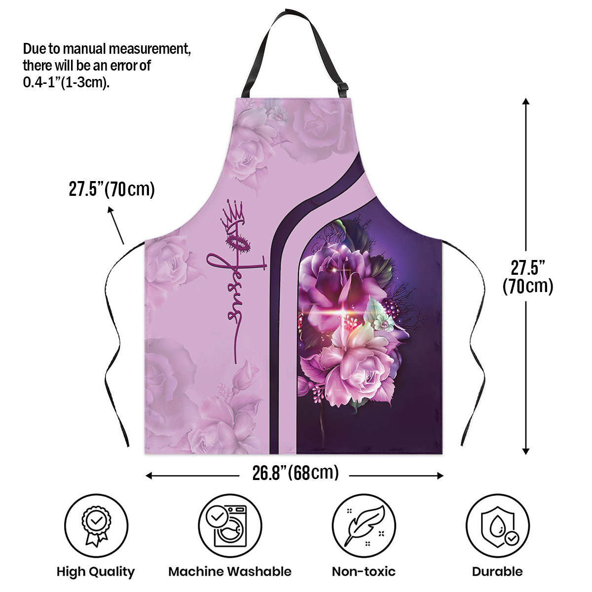 Faith-Inspired Rose and Cross - Kitchen Apron