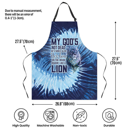 My God's Not Dead - Blue Tie Dye Apron - Faithful Kitchen Accessory