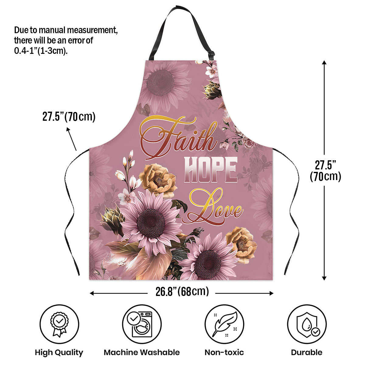 Faith Hope Love - Floral Christian Kitchen Apron