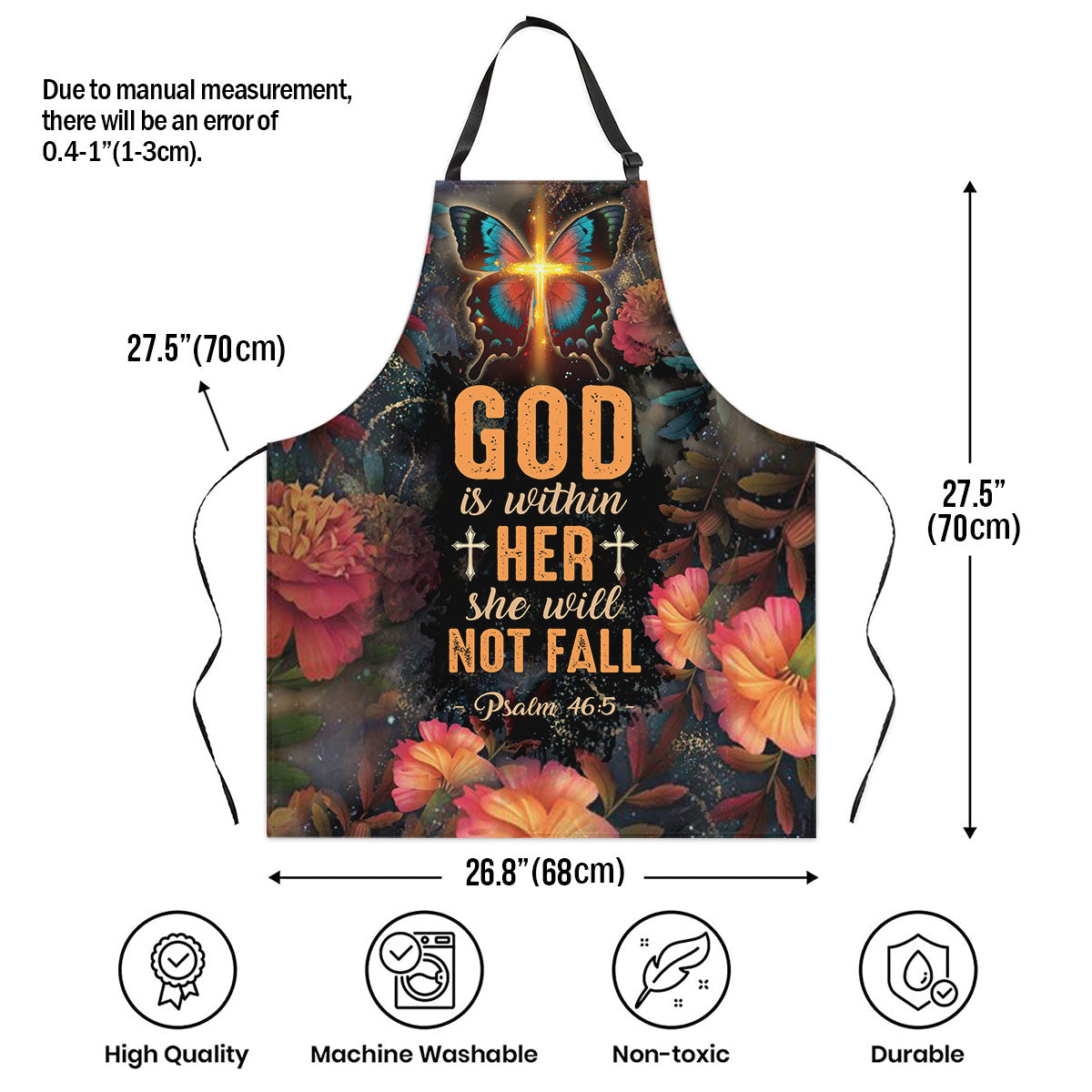God Is Within Her - Faith Floral Kitchen Apron