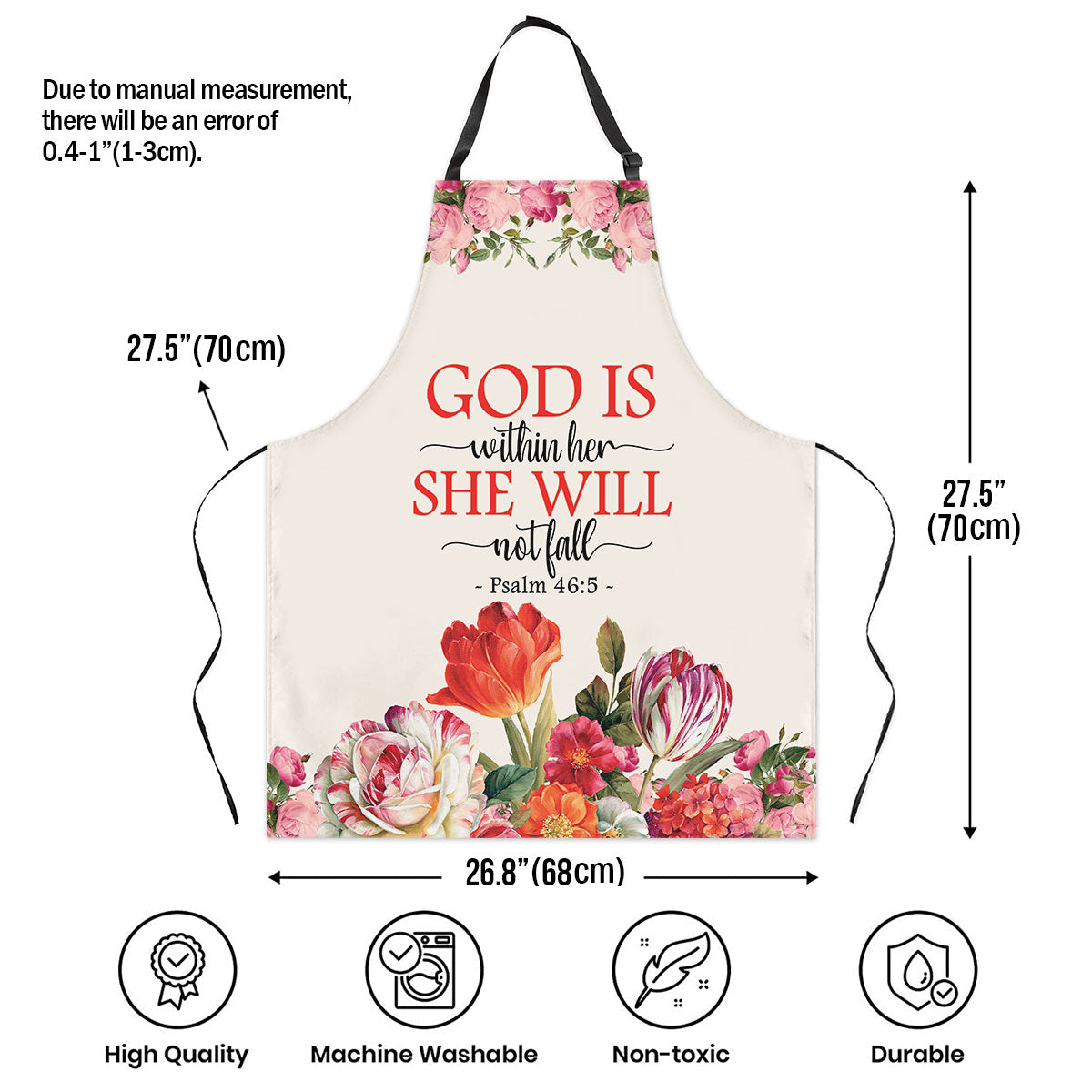 Psalm 46:5 Gift for Her - Personalized Floral Apron
