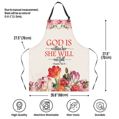 Psalm 46:5 Gift for Her - Personalized Floral Apron