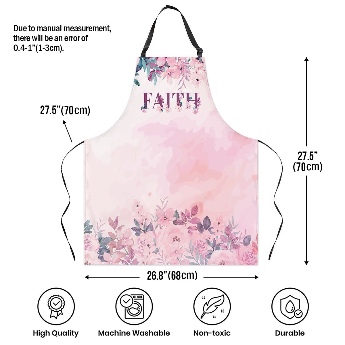 Faith Floral Design - Apron With Neck Strap - Inspirational Kitchen Wear