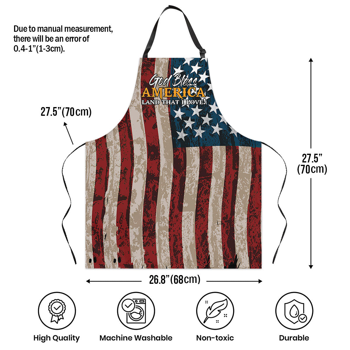 God Bless America - Inspirational Apron with Tie Back