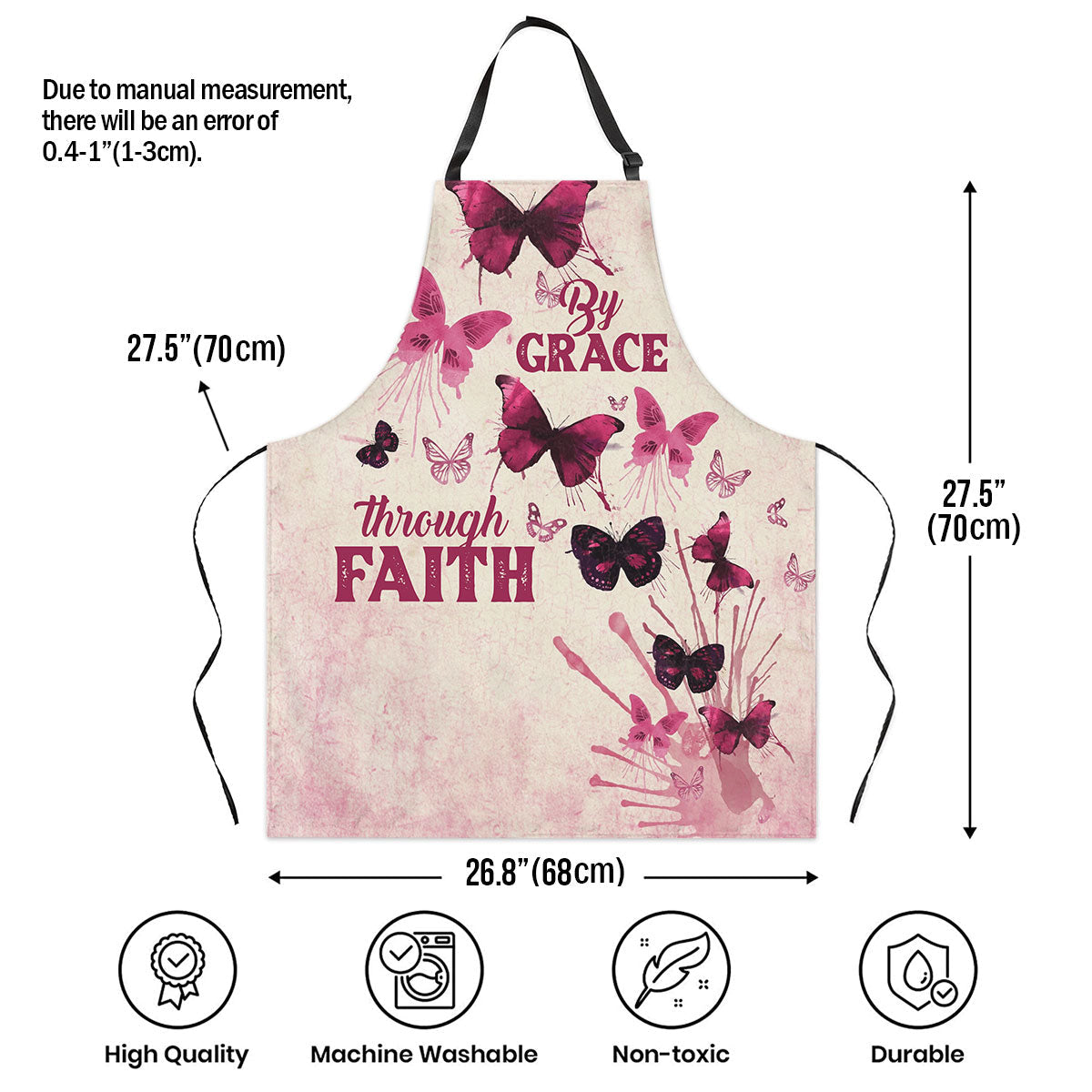 By Grace Through Faith - Butterfly Apron - Personalized Kitchen Accessory